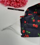Face mask,  medium,  3 layer,  nose wire,  adjustable, washable in navy cherry - Image 8