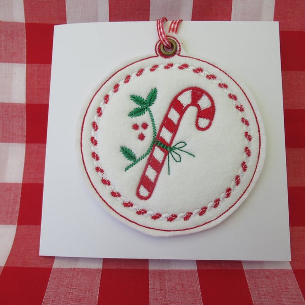 Candy Cane Hanging Decoration Keepsake Card