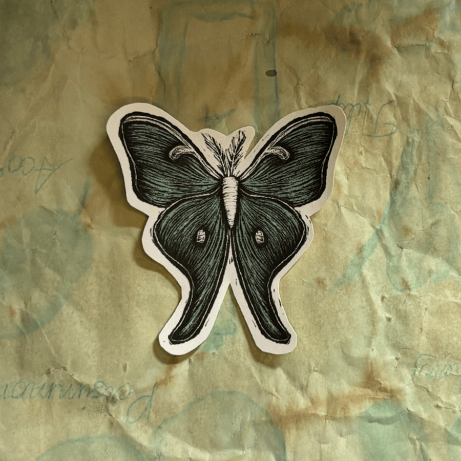 Mellifera Dynasty paper sticker - lunar moth