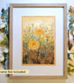 Golden Marigolds Original Oil pastel painting, A4 artwork, wall art
