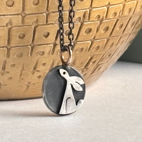 Tiny silver hare necklace