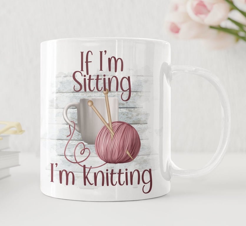 Personalised Coffee mug funny knitting themed printed mug great gift 