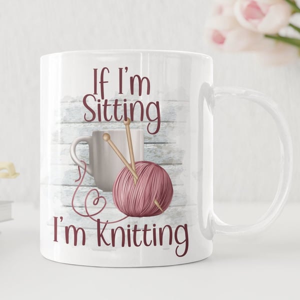 Personalised Coffee mug funny knitting themed printed mug great gift 