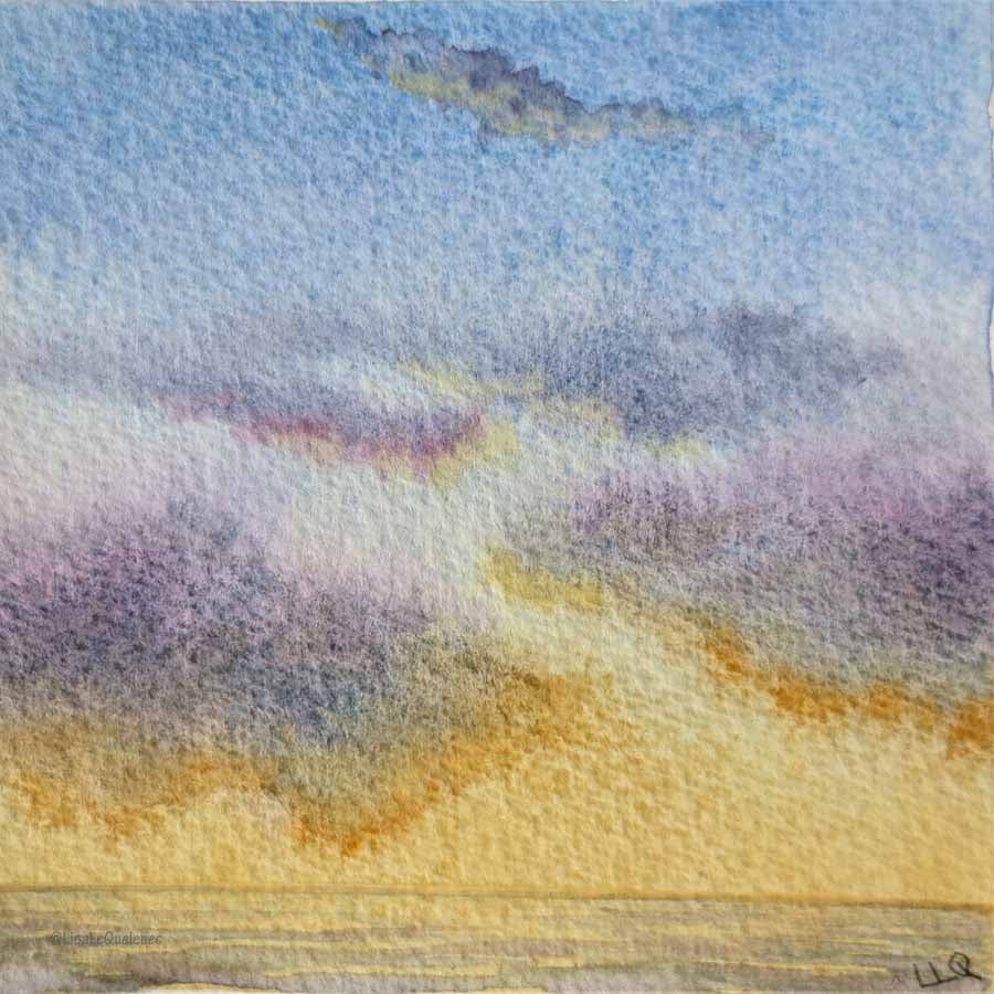 Original watercolour sea and skyscape study painting