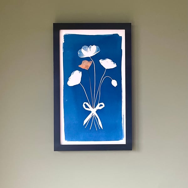 A Posy of Poppies with Pressed Flower