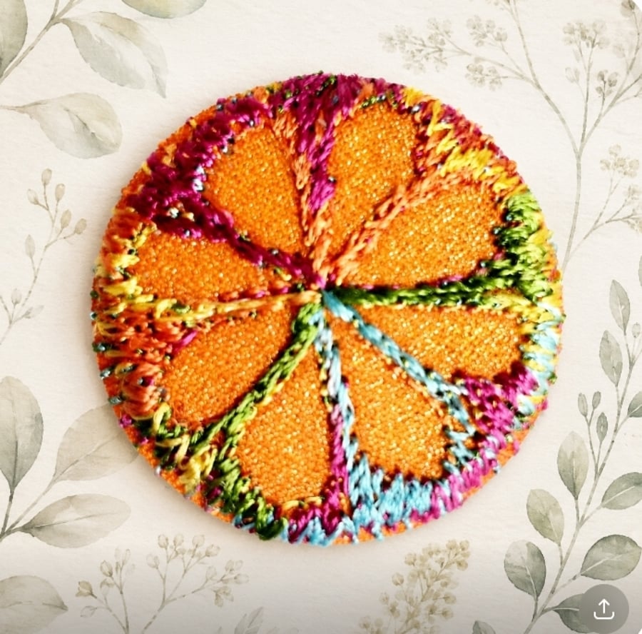 Buttons 1 inch button Hand Dyed Silks and Cottons Free Machine Embroidery Button