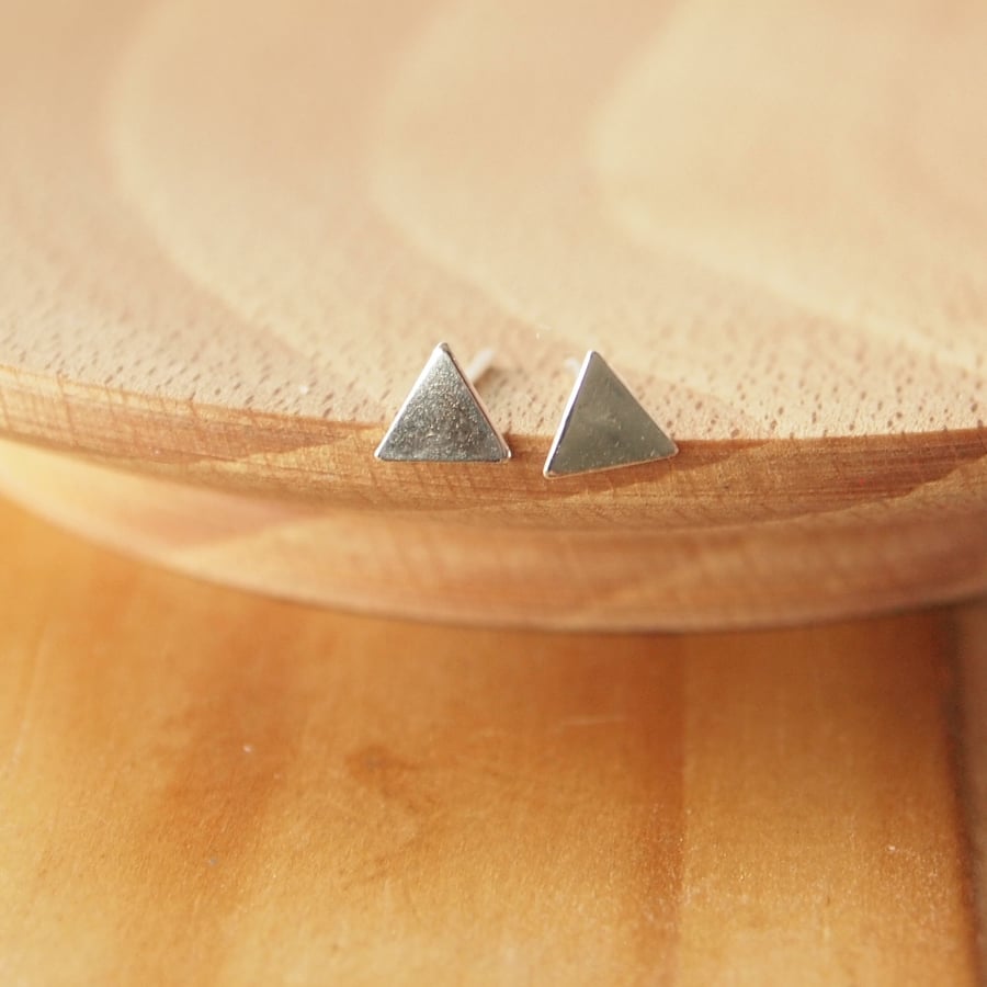 Small Triangle Stud Earrings, Geometric Stud Earrings