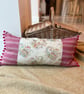 Long linen feature cushion with pompom trim - Image 3
