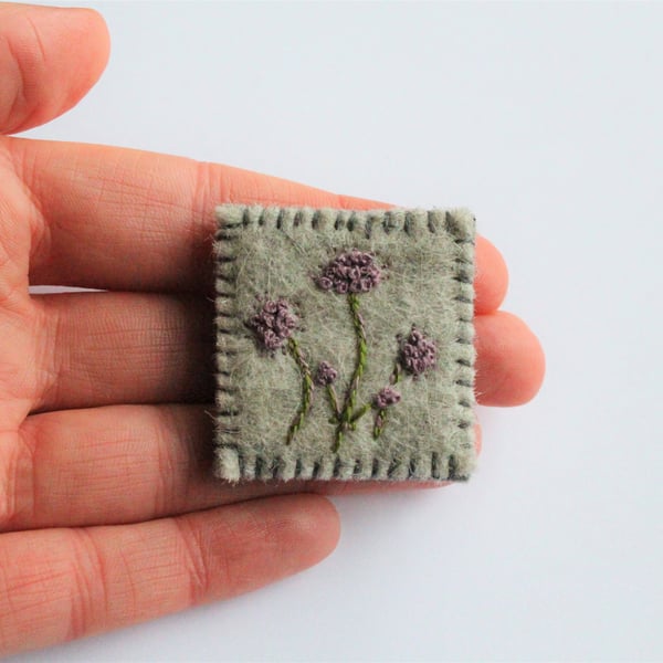 Wildflower Embroidered Textile Brooch