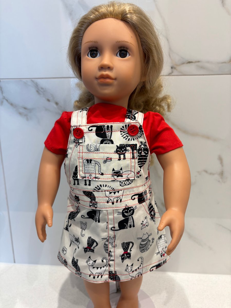 Dolls Cat Print Pinafore