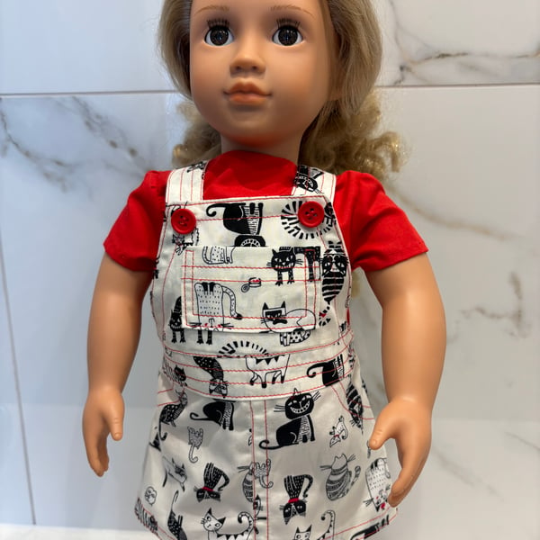 Dolls Cat Print Pinafore