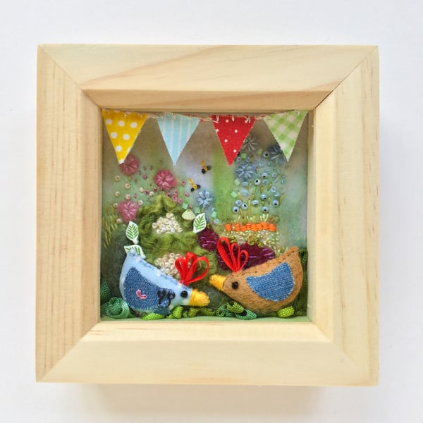 Shadow box frame square  Tom & Barbara allotment chickens.