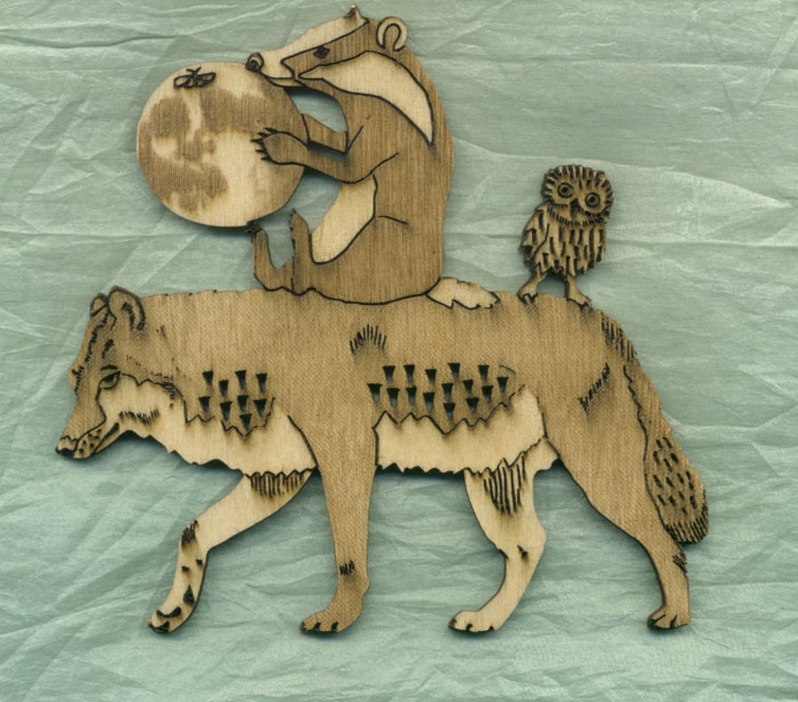 Wolf,badger and little owl animal stack 