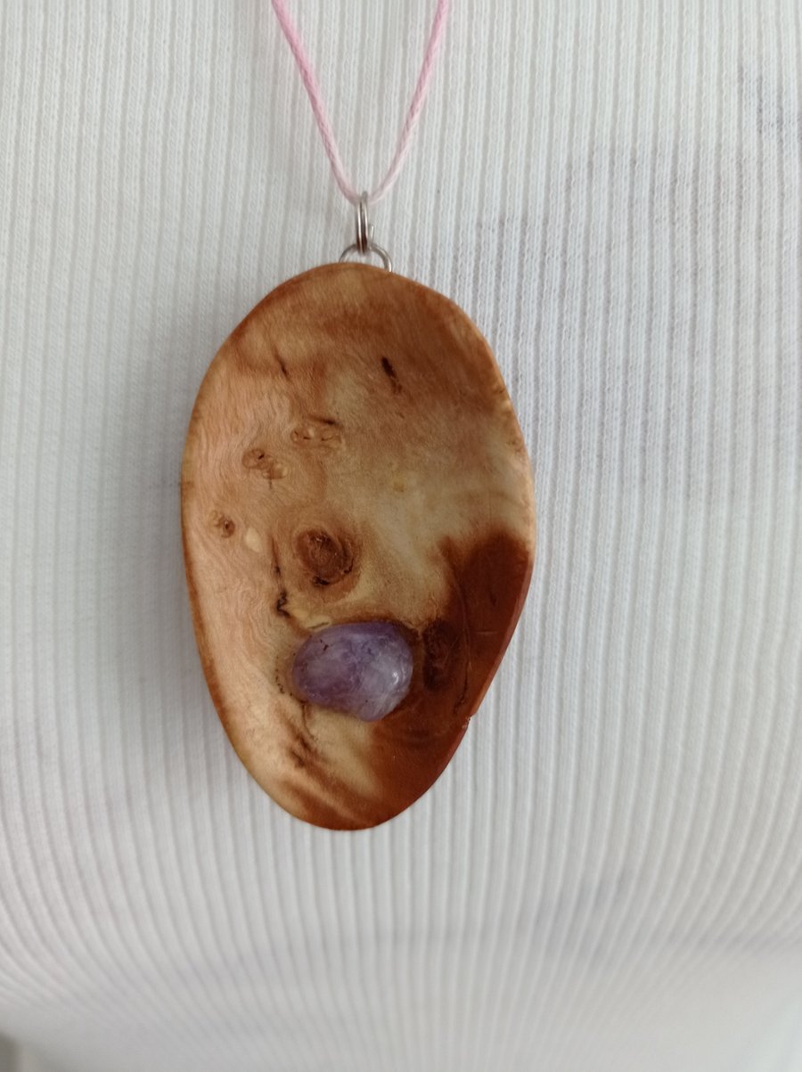 Natural boho style handmade wooden pendant necklace made of driftwood
