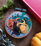 Black cat with pumpkins - small wall decoration  - Image 1
