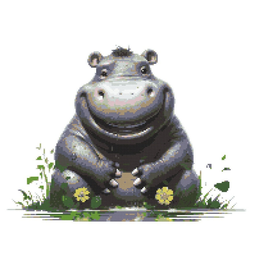 HAPPY HIPPO - Cross Stitch Pattern - Cross Stitch Chart