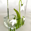 Snowdrop Fused Glass Tea Light Candle Holder