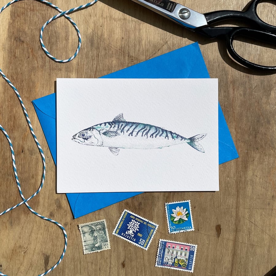 Holy Mackerel Illustrated Blank Greeting Card