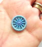 Dorset Buttons, Handmade, Variegated Blue, Silk Thread on Metal Rings - Image 3