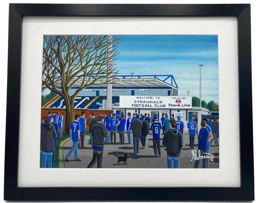 Stranraer F.C, Stair Park Stadium, High Quality Framed Football Art Print.