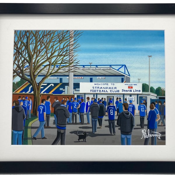 Stranraer F.C, Stair Park Stadium, High Quality Framed Football Art Print.