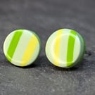 8mm lime and lemon striped stud earrings