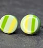 8mm lime and lemon striped stud earrings