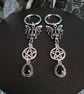 Gothic Bat Pentagram Witchy Hoop Earrings - Image 4