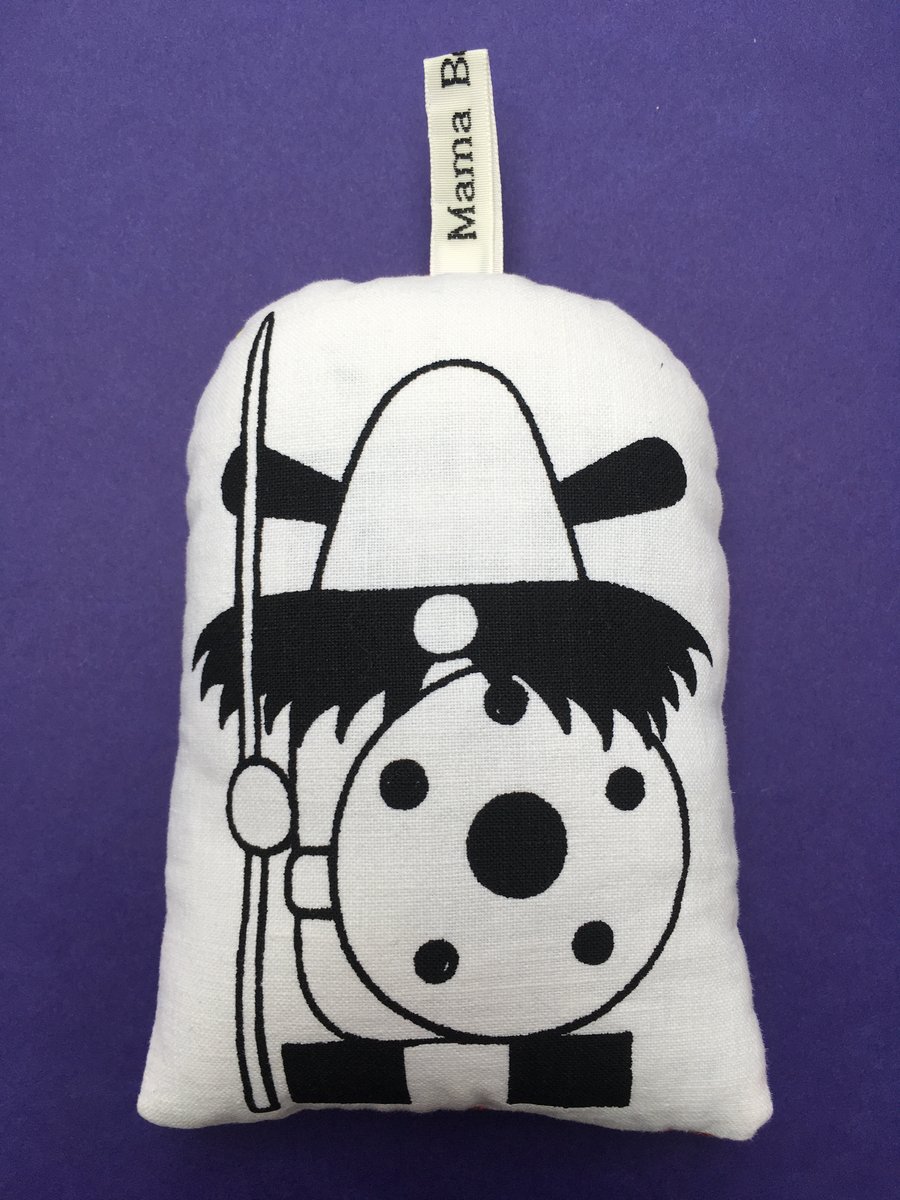 Hand Screen Printed Viking Lavender Bag with True Vintage Orange and Pink Fabric