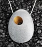 A Pebble pendant with a gilded hole that goes through the pebble. Silver chain - Image 7