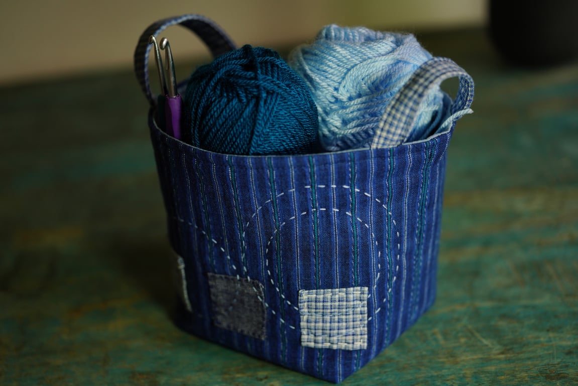 Handmade Fabric Storage Basket, Project Bag