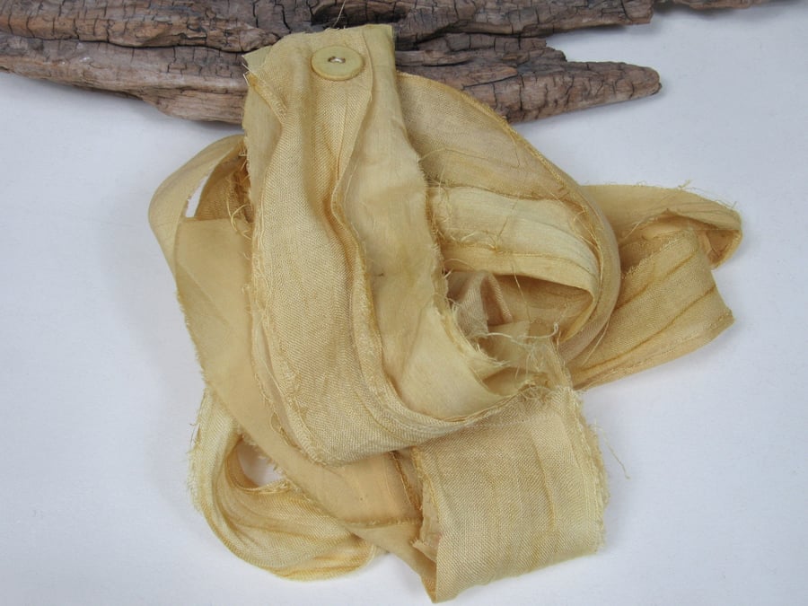 Pomegranate Natural Dye Gold Yellow Scrappy Cotton Silk Ribbon Pack