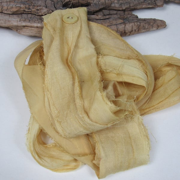 Pomegranate Natural Dye Gold Yellow Scrappy Cotton Silk Ribbon Pack