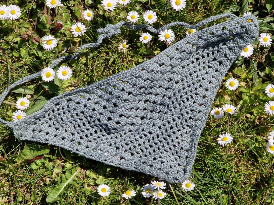 Sage green bandana, crochet bandana, cotton bandana, bamboo bandana