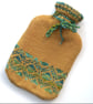 Golden Yellow knitted hot water bottle cover - Image 1