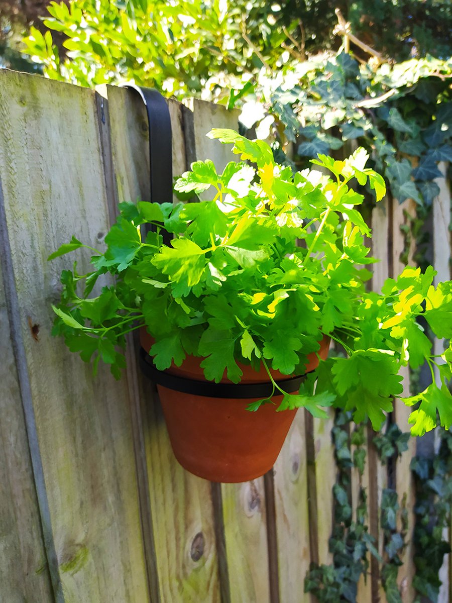 Black hand made 'fence hanging' 6" pot holder