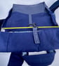 Handmade navy dry cotton oilskin and faux leather fold-over fully lined backpack - Image 8