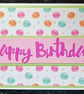 Birthday Card Handmade Macaron Background 5”x7” Landscape Die-cut Centre Strip