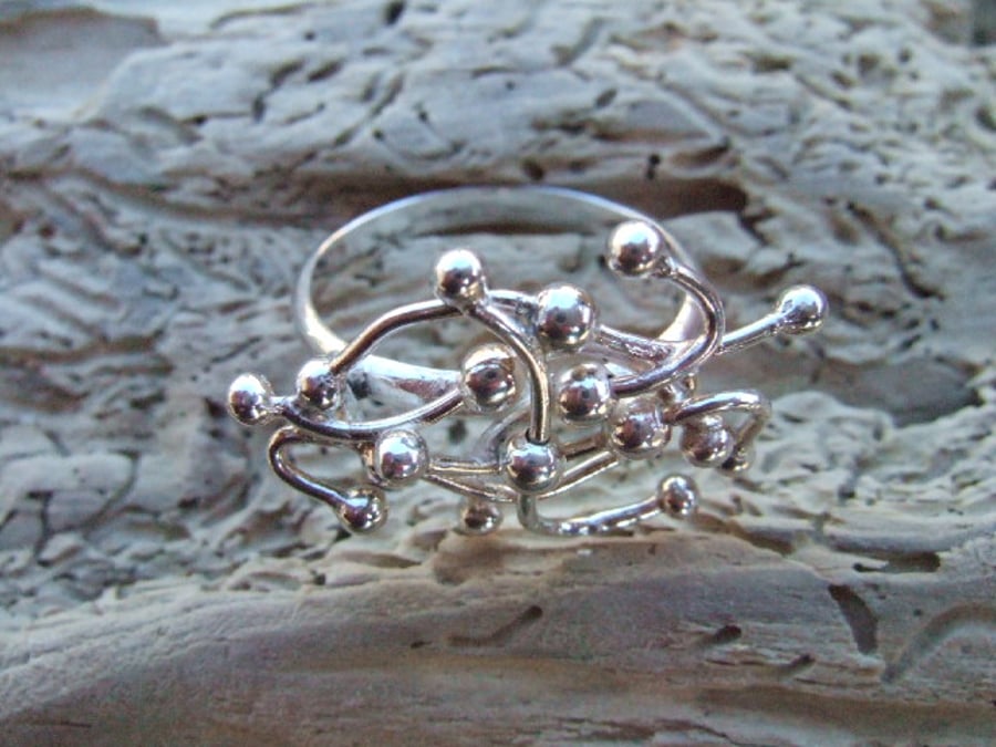 Sterling Silver Wire and Ball Constellation Ring