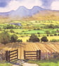 Ploughed Field, Brecon Beacons, Wales, Watercolour print, in 14 x 11 '' Mount - Image 1