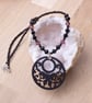 Black butterfly necklace with black and purple beads - Image 3