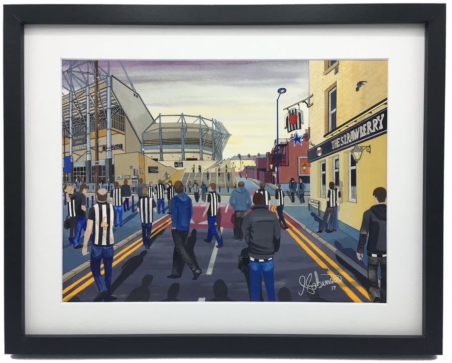 Newcastle Utd, St James's Park, Framed Football Art Print. 14" x 11" Frame Size