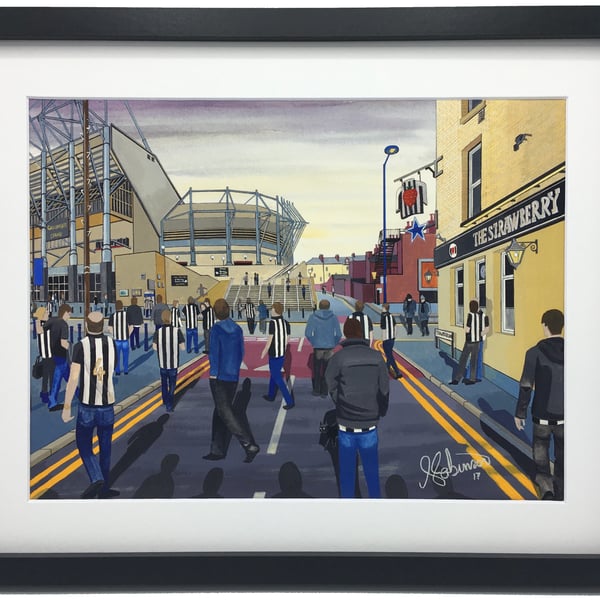 Newcastle Utd, St James's Park, Framed Football Art Print. 14" x 11" Frame Size