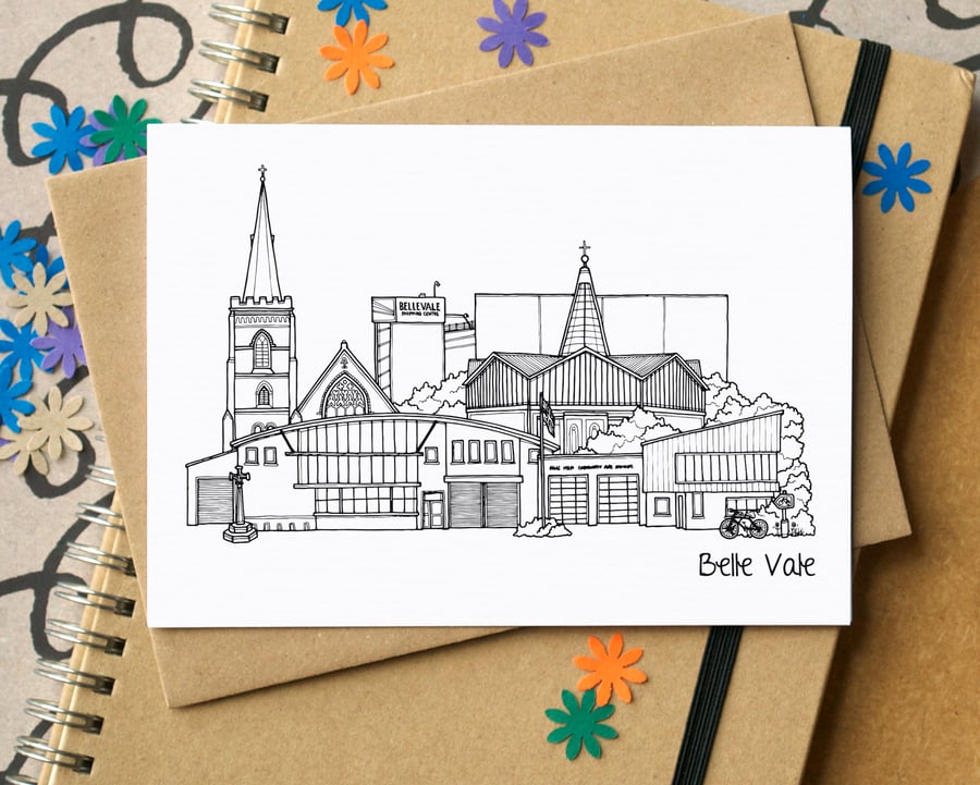 Belle Vale Liverpool Skyline Greetings Card