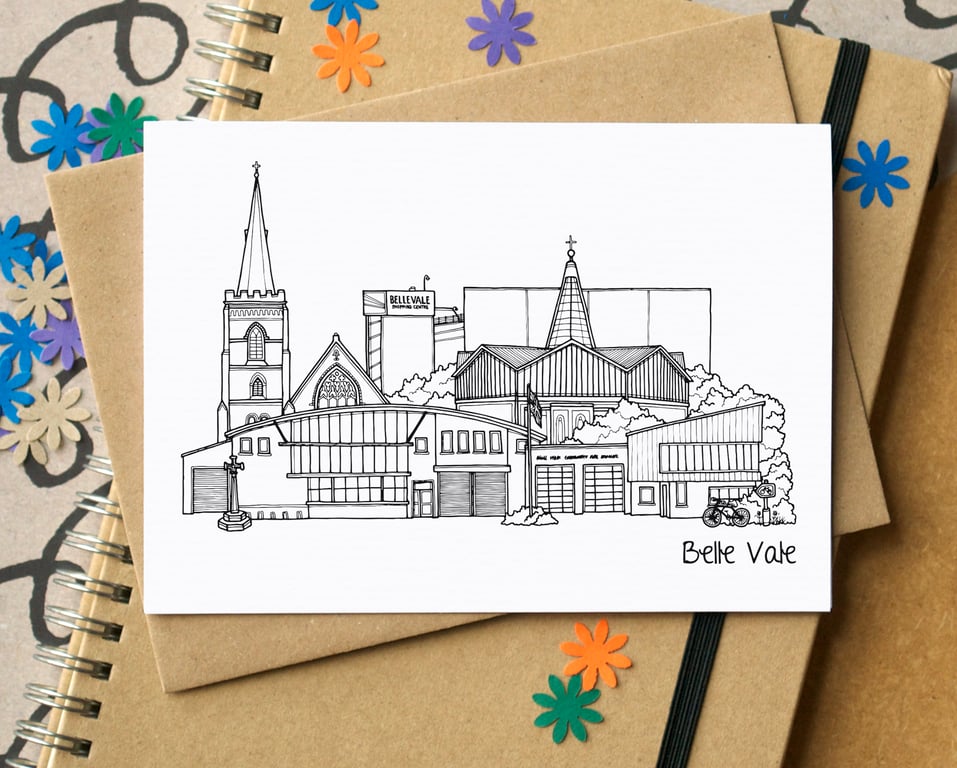 Belle Vale Liverpool Skyline Greetings Card