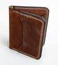Cognac Tan Full Grain Leather Mini Wallet Compact Bifold Small Wallet UK - Image 4