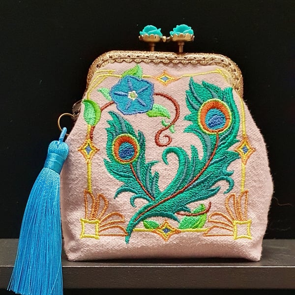 Art Deco Peacock Feathers purse