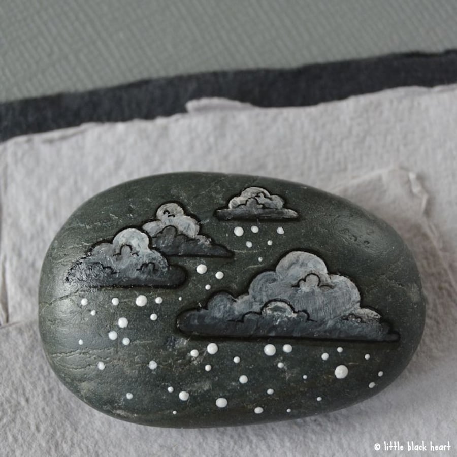 snow cloud 6 - painted pebble