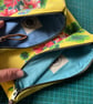 Reclaimed floral cotton zip pouch yellow purse - Image 2