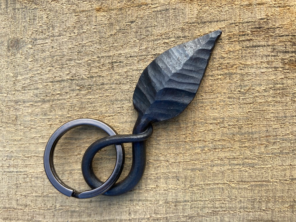 Handforged leaf Keyring 
